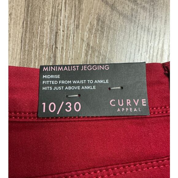 Curve Appeal Mid-Rise Minimalist Denim Jegging Red Women’s Size 10/30 - Picture 4 of 6